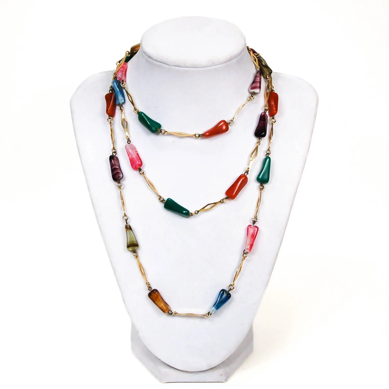 1970's Rainbow Art Glass Necklace