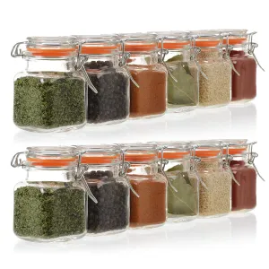 24-Count 3.4 oz Spice Jars with Lids Value Pack. Airtight Glass Bottles for Spices, Condiments, Seasonings and More. Clear Glass Jars with Airtight Lids for Home, Party Favors, and Gifts.