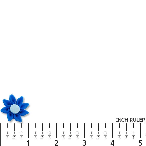 25MM Hand Made And Flat Back Polymer Clay Flower Beads,Blue,Side Drilled Hole Size 2.5MM,Lead Free,Sold 50 PCS Per Package