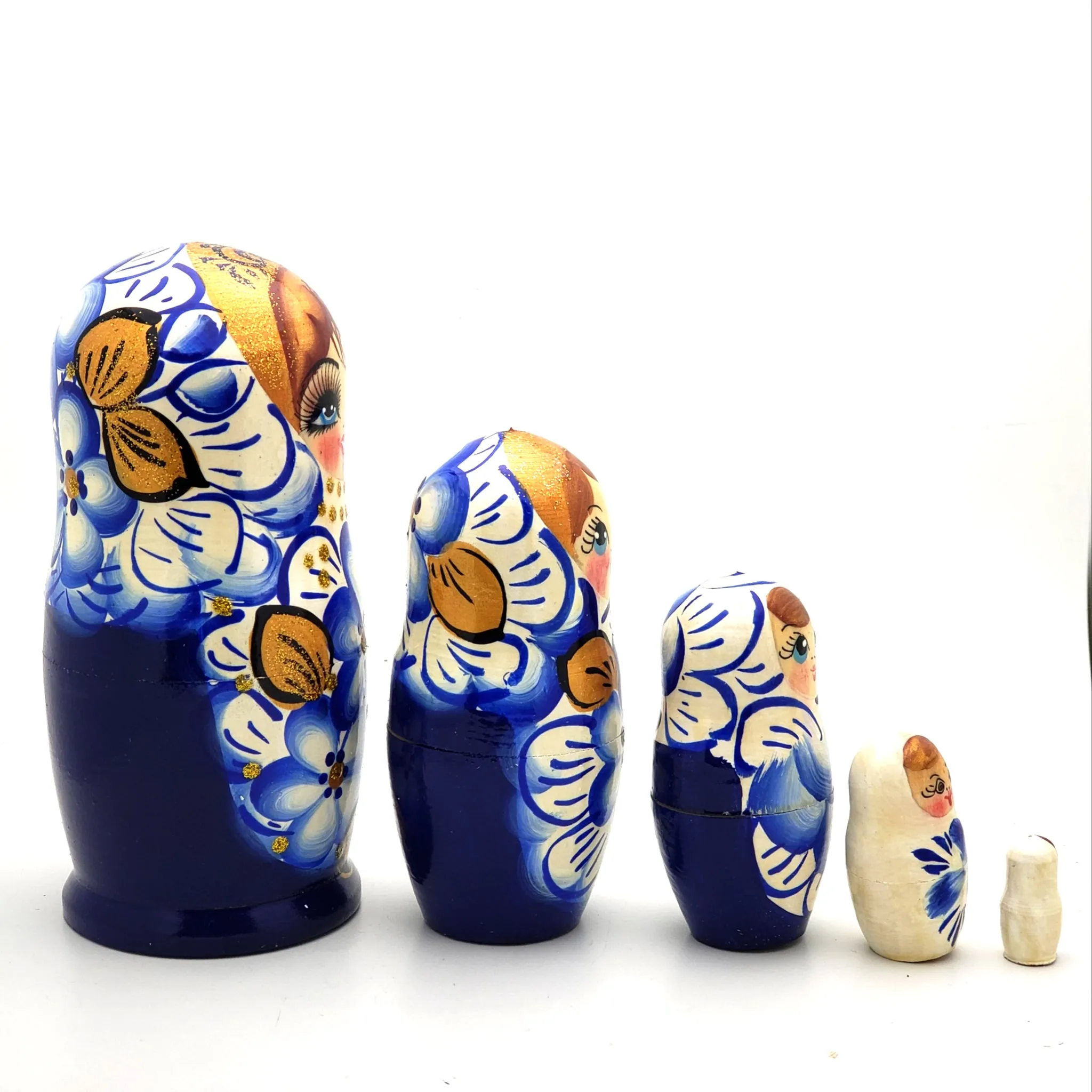 5" Blue / Gold Nesting Doll in Gift Box