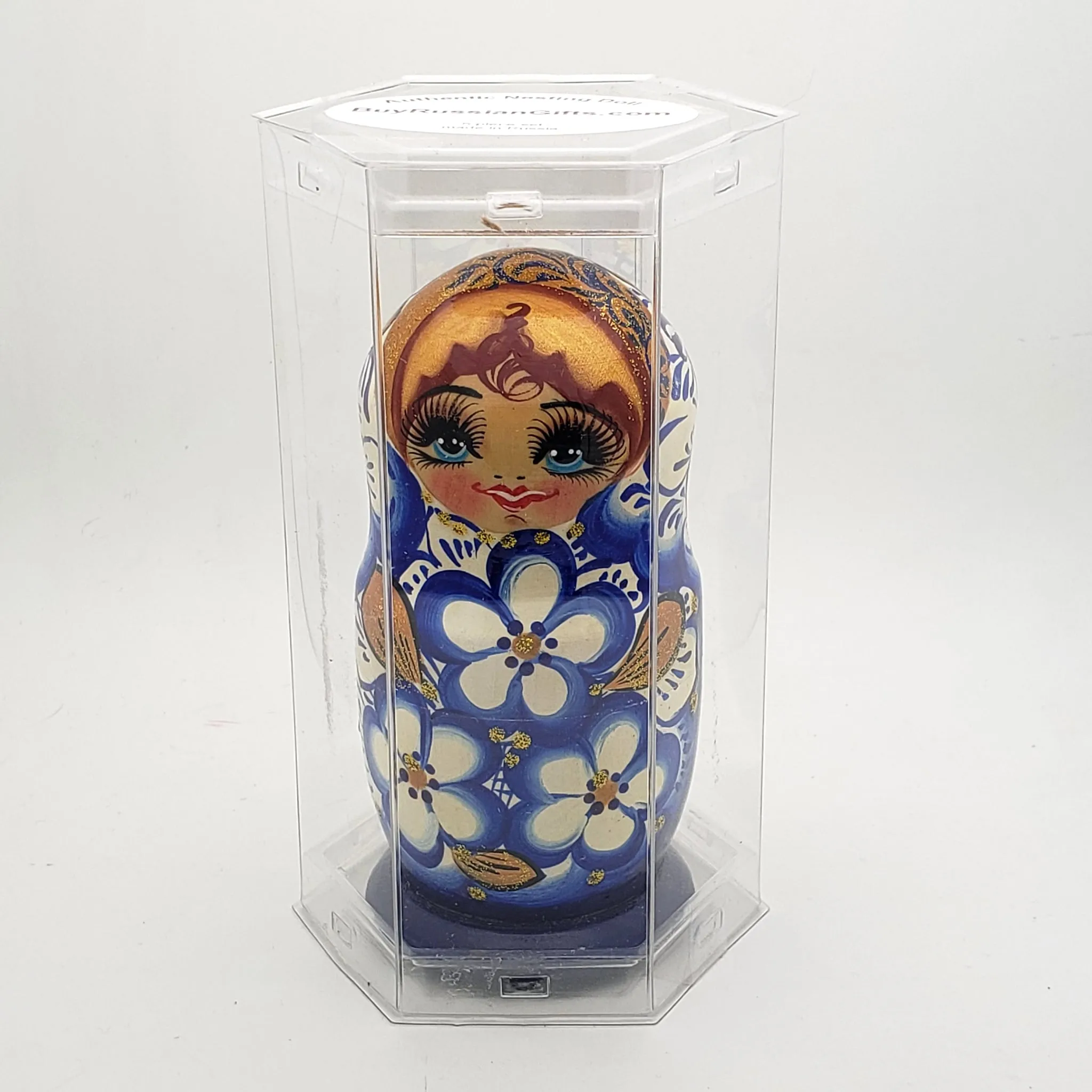 5" Blue / Gold Nesting Doll in Gift Box