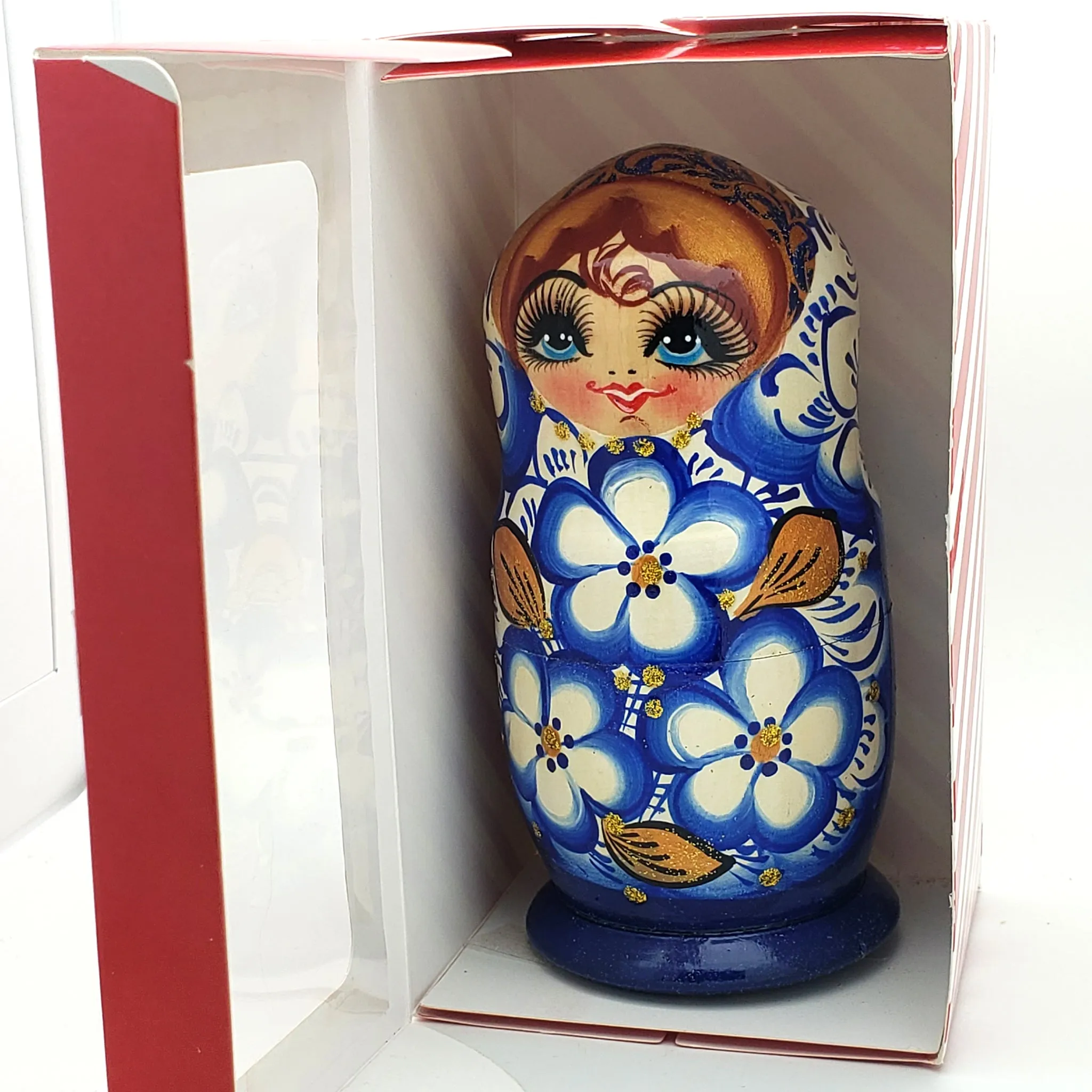 5" Blue / Gold Nesting Doll in Gift Box
