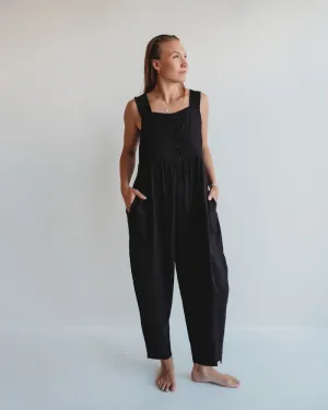 Alice Black Smocking Strap Jumpsuit