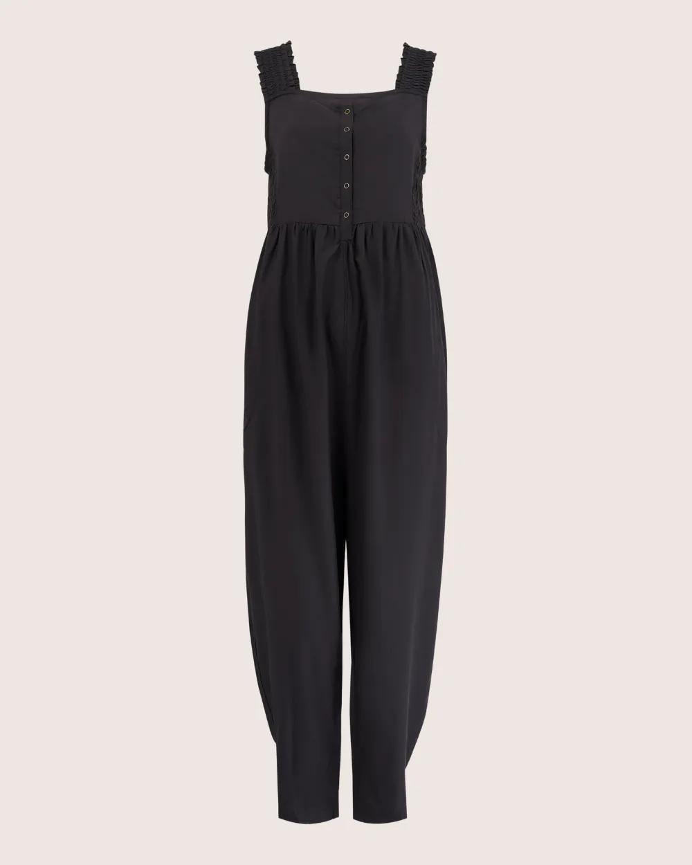 Alice Black Smocking Strap Jumpsuit