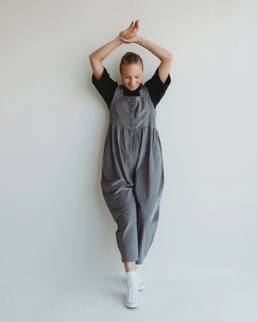 Alice Grey Smocking Strap Jumpsuit