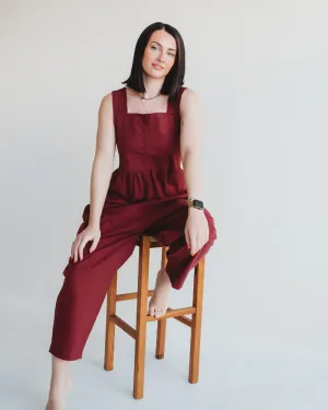 Alice Red Smocking Strap Jumpsuit