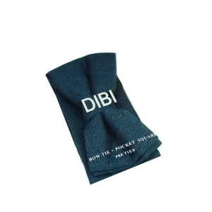 Aqua & Black Textured Pre Tie Bow Tie   Pocket Square