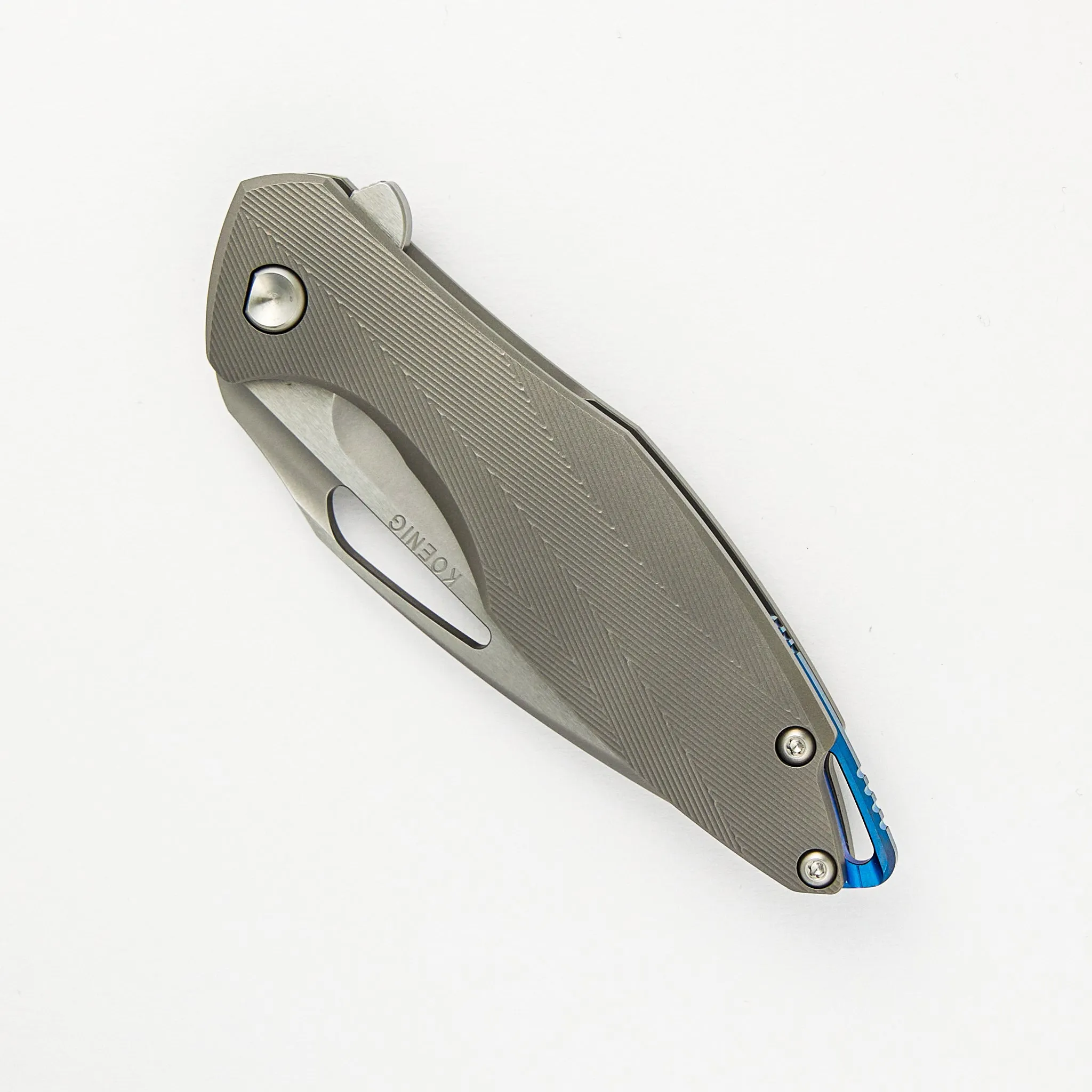 Arius - Patterned Titanium Handle - Burnished W/ Polished Flats M390 Blade