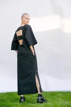 Back Gothic Dress, Extravagant Dress, Cotton Backless Dress, Black Maxi Dress, Plus Size Dress, Futuistic Clothing, Wide Sleeve Dress, Loose
