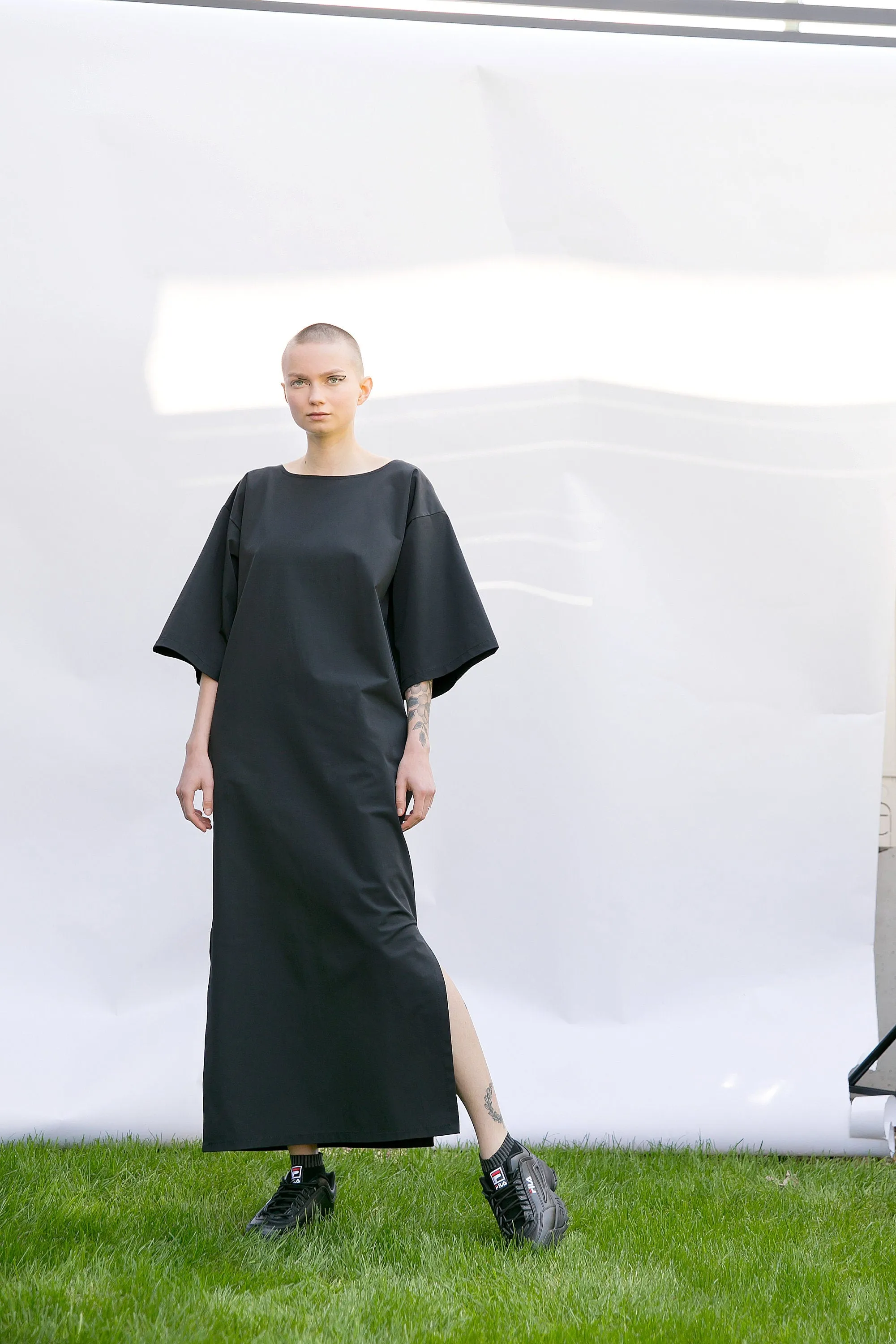 Back Gothic Dress, Extravagant Dress, Cotton Backless Dress, Black Maxi Dress, Plus Size Dress, Futuistic Clothing, Wide Sleeve Dress, Loose
