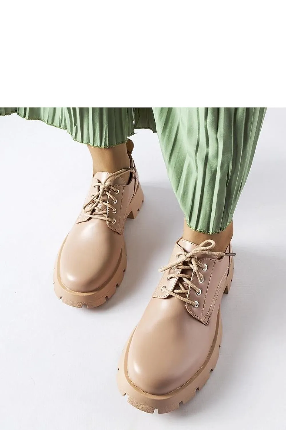 Beige matte-finished half-shoes