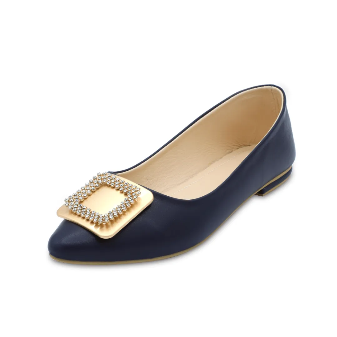 Belle Flats - Navy Blue Flat Pumps