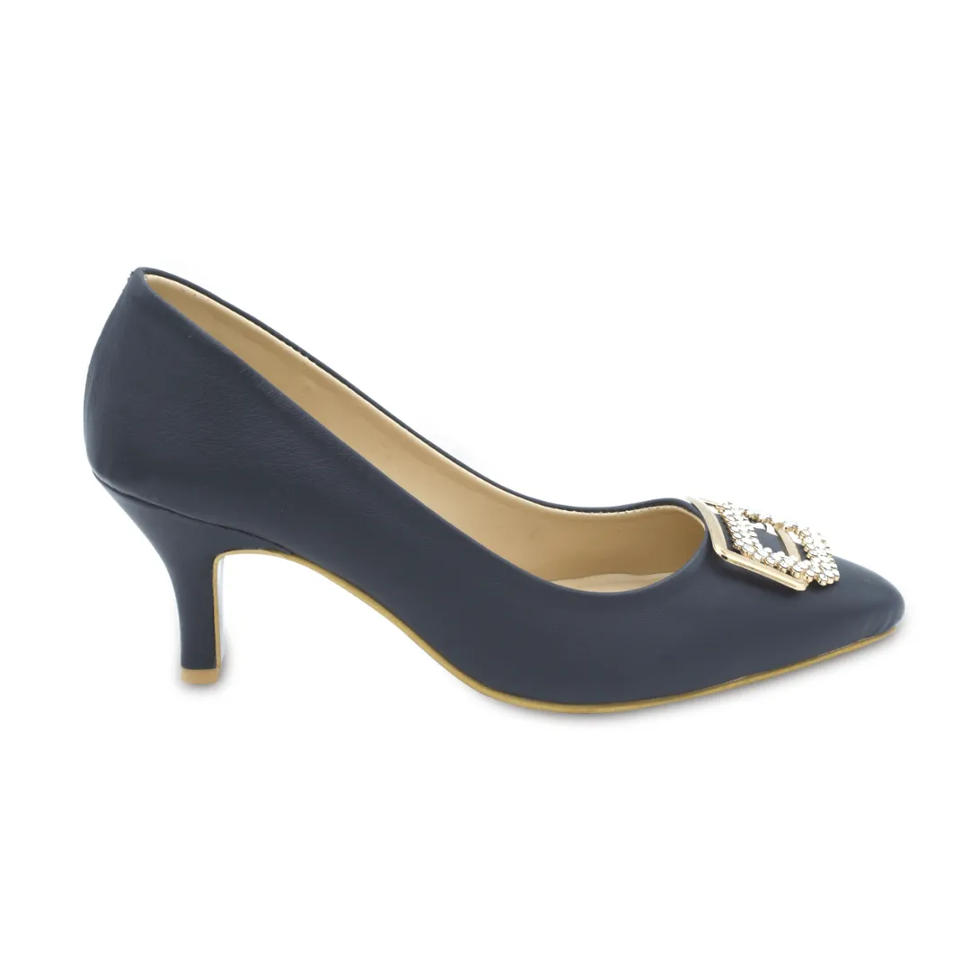 Belle - Navy Blue Heel Pumps