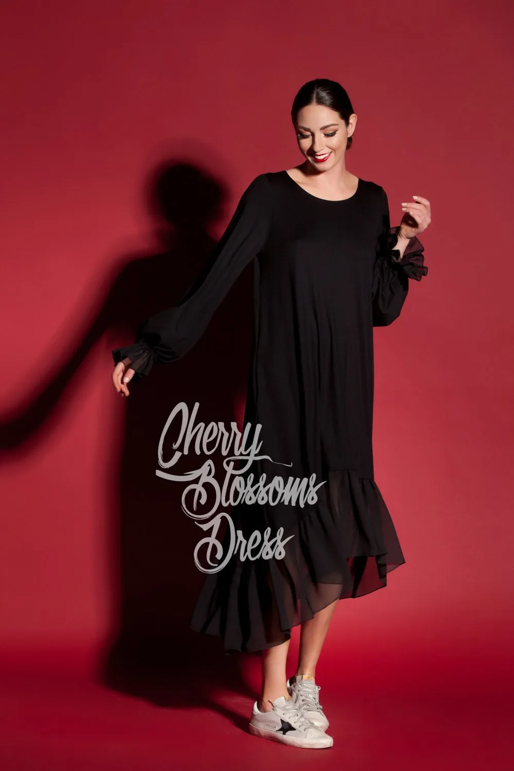 Black Maxi dress/ Plus size dress/ Summer dress/ Maxi dress with sleeves/ Maxi dress summer/ Long sleeve dress/ Casual dress/ 022.182