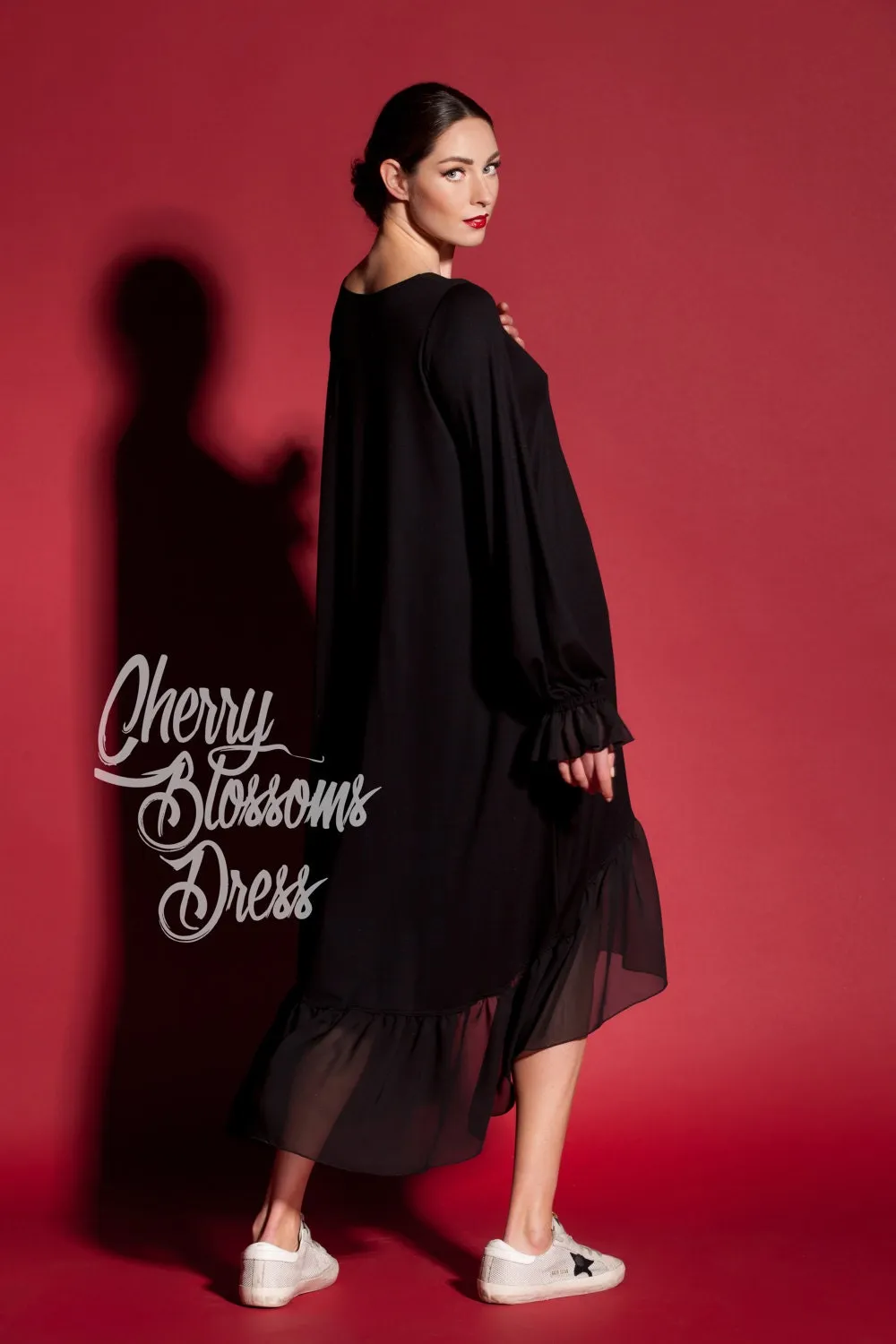 Black Maxi dress/ Plus size dress/ Summer dress/ Maxi dress with sleeves/ Maxi dress summer/ Long sleeve dress/ Casual dress/ 022.182