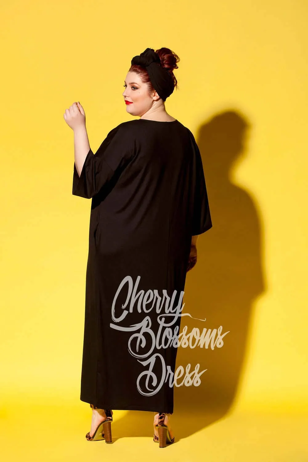Black Plus size Dress, Plus size Maxi Dress, Plus size Robe, Plus size Clothing, Plus size Kimono Robe, Plus size Kaftan, Black Maxi Dress