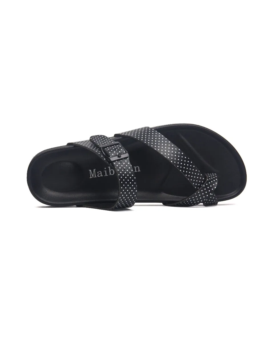 Black Polka Dot Footbed Sandal