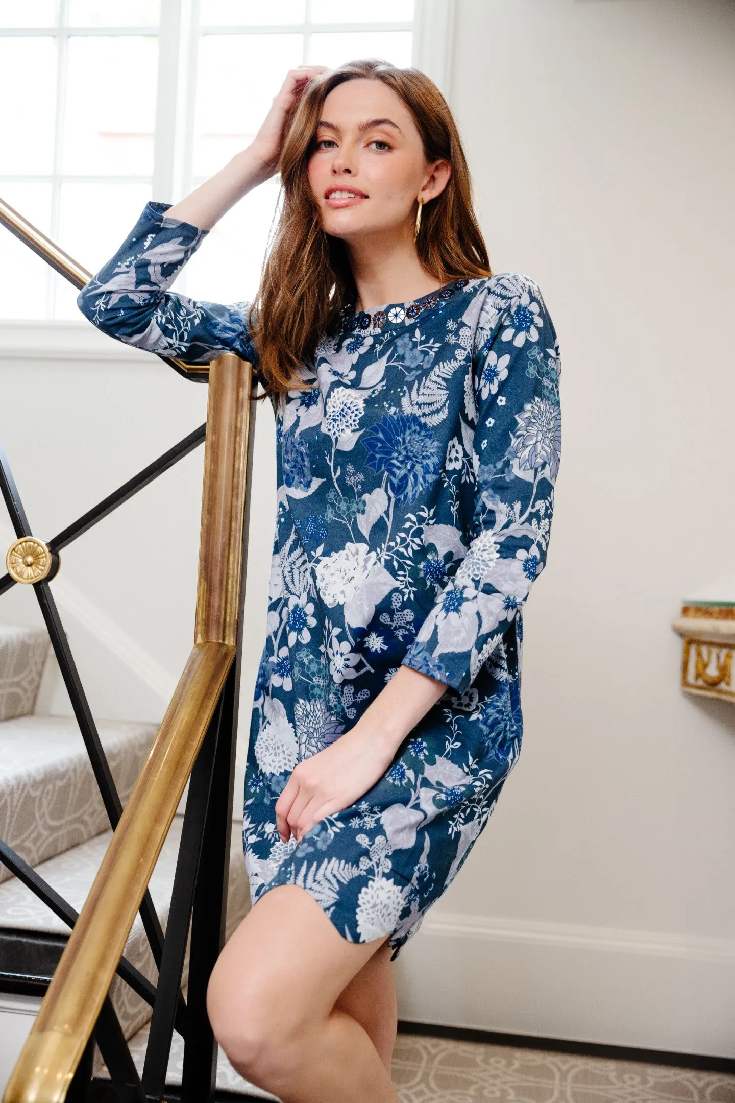 Blair Dress in Wedgewood Flourish
