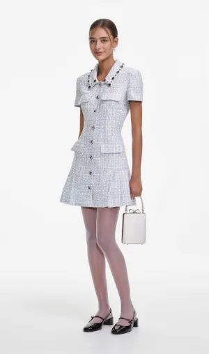 Blue Boucle Mini Dress