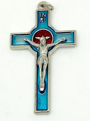 Blue Enamel Holy Spirit Crucifix 2"