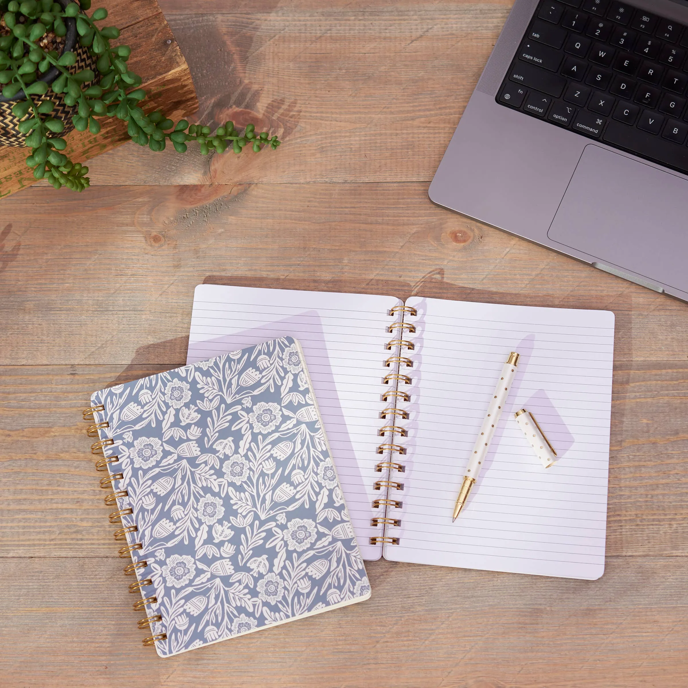 Blue Florals Spiral Notebook