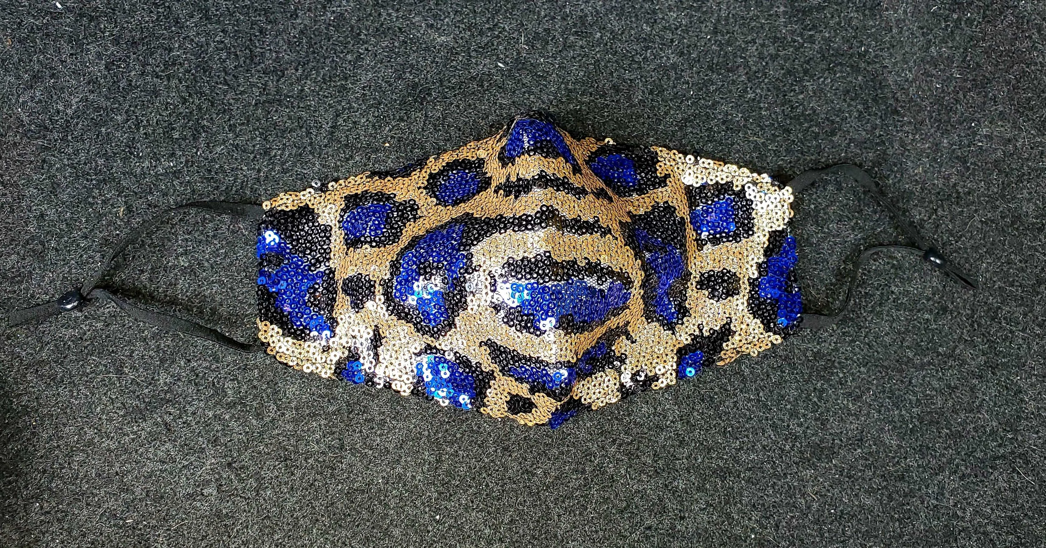 Blue Leopard Bling Mask