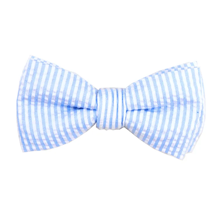 Blue Seersucker Magnetic Bow Tie Junior