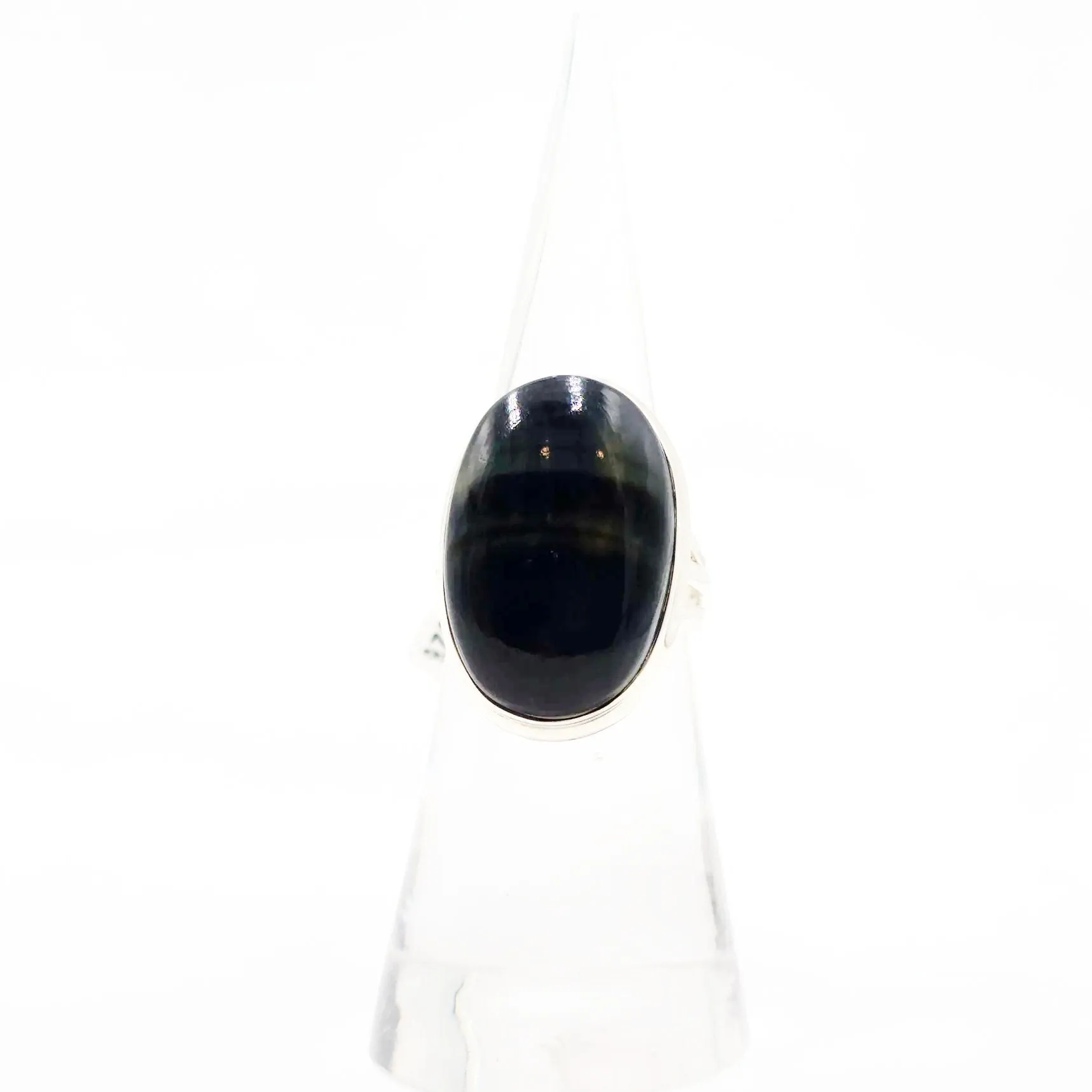 Blue Tiger Eye Ring Sterling Silver Size 6 Solitaire