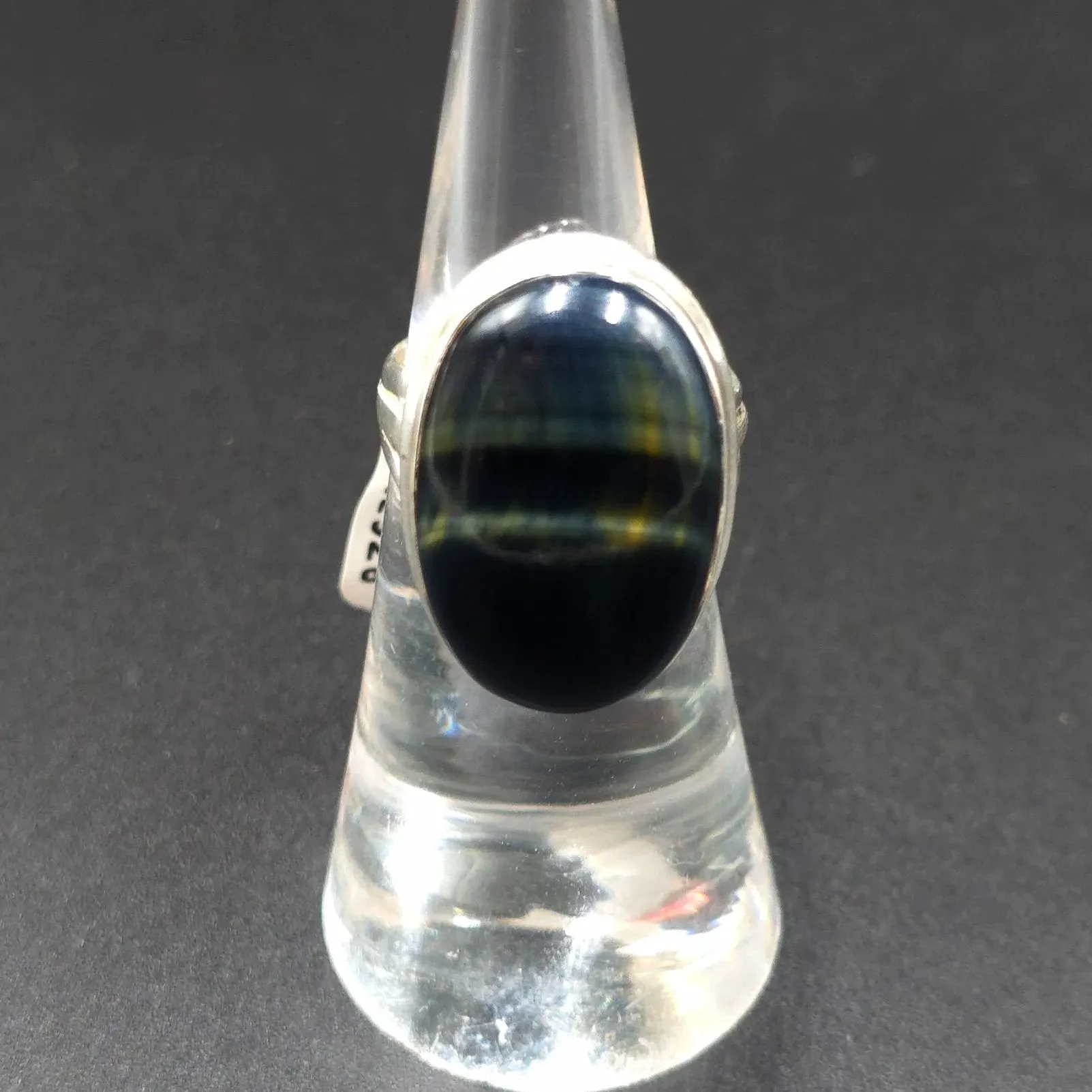 Blue Tiger Eye Ring Sterling Silver Size 6 Solitaire