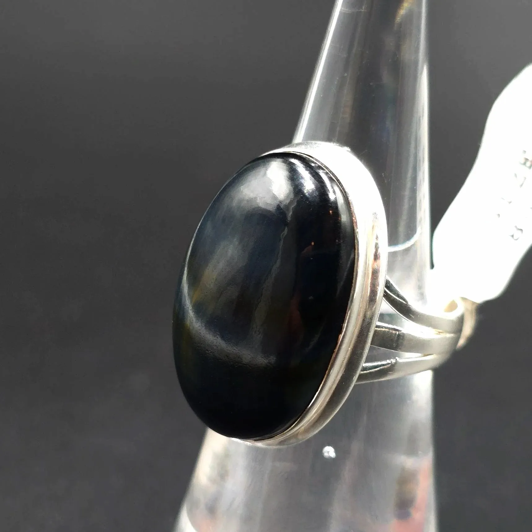 Blue Tiger Eye Ring Sterling Silver Size 6 Solitaire