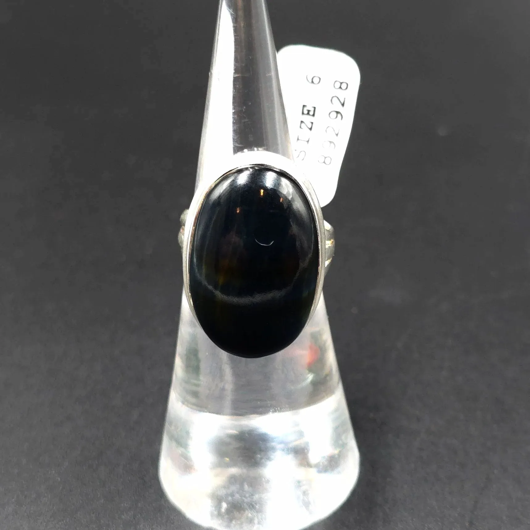 Blue Tiger Eye Ring Sterling Silver Size 6 Solitaire