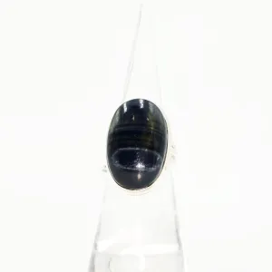 Blue Tiger Eye Ring Sterling Silver Size 6 Solitaire