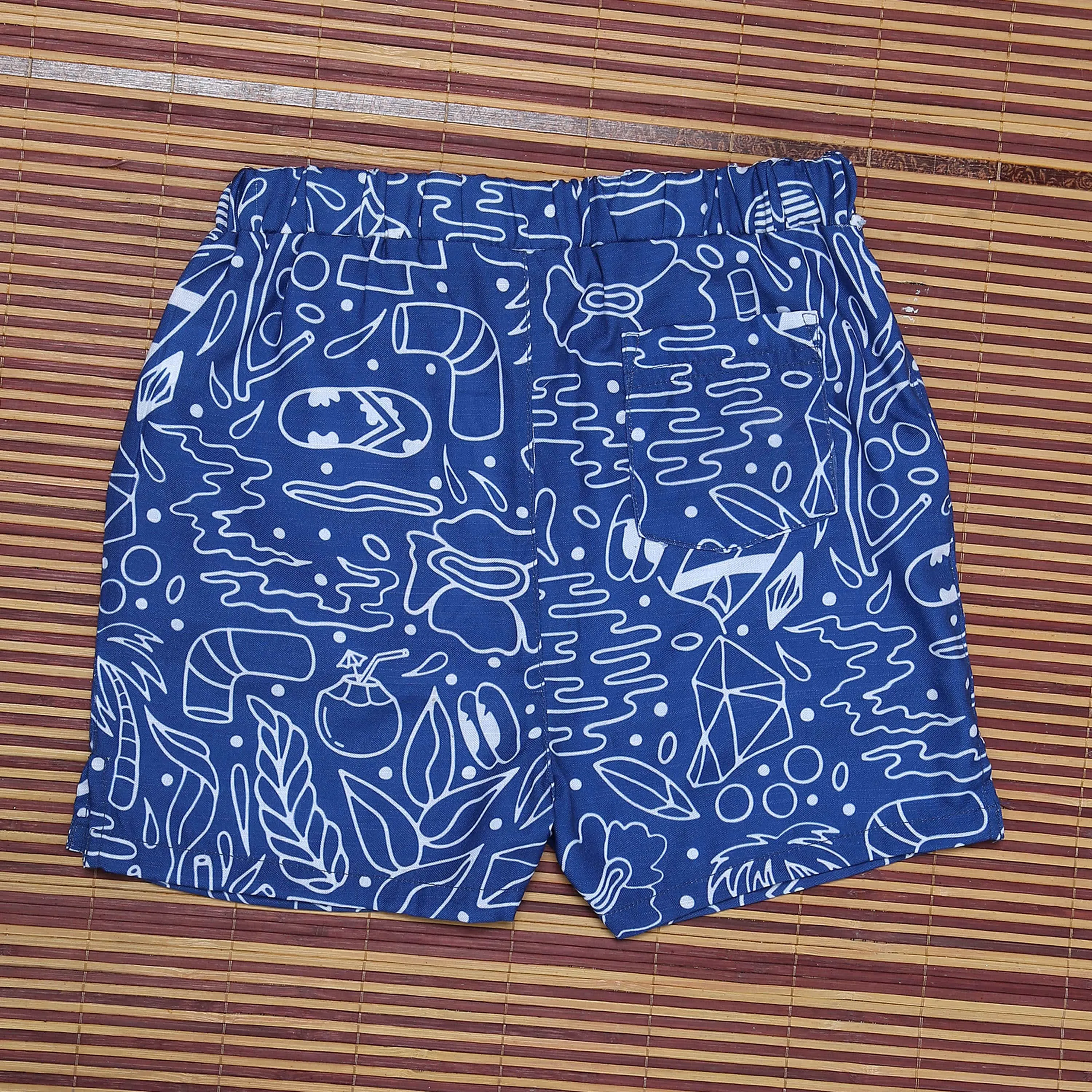 Boys Doodle Print Shirt & Shorts Co-Ord Set Royal Blue