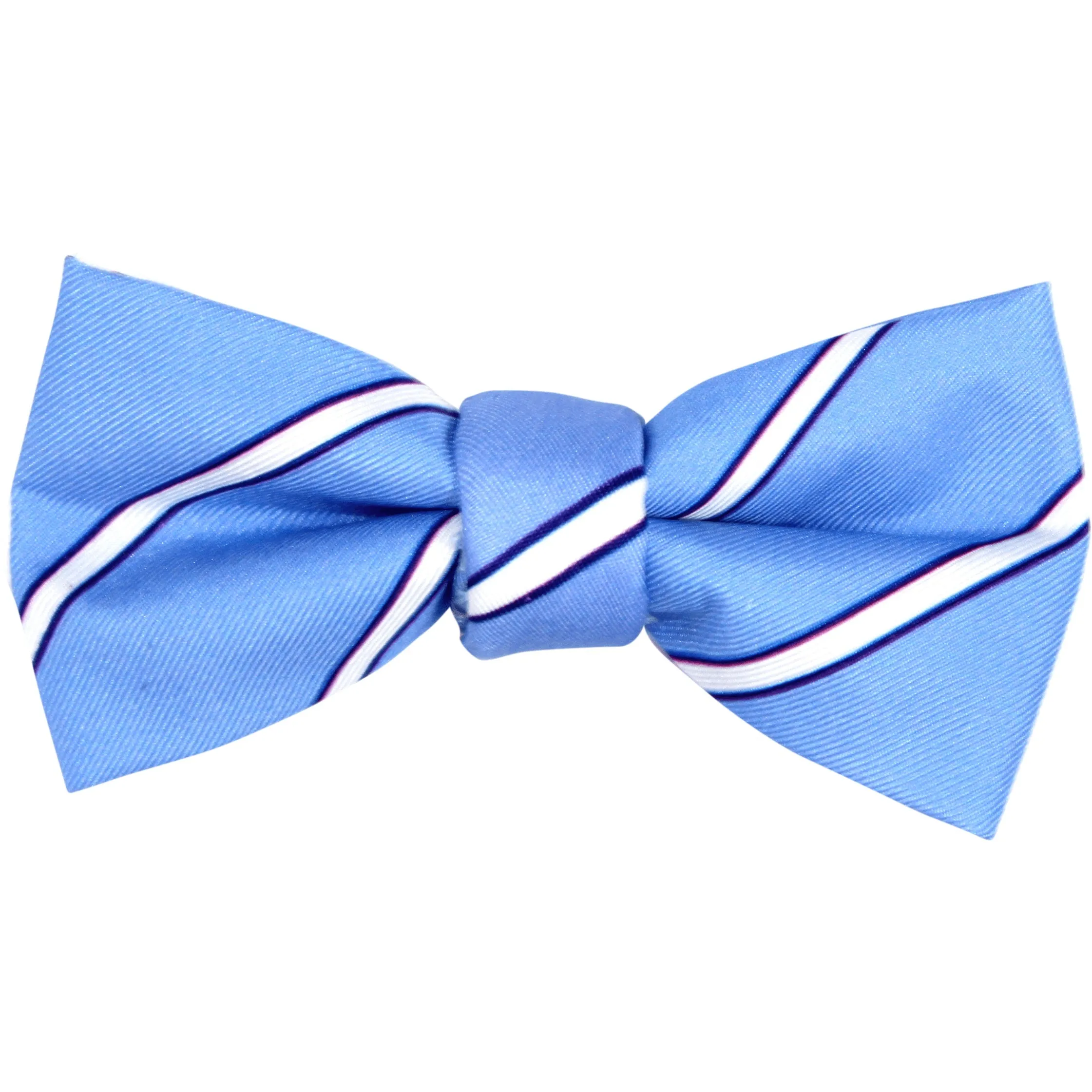 Boys Magnetic Light Blue Bow Tie with Stripes
