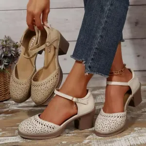 Breathable Platform Heel Sandals – Summer Hollow-Out Design