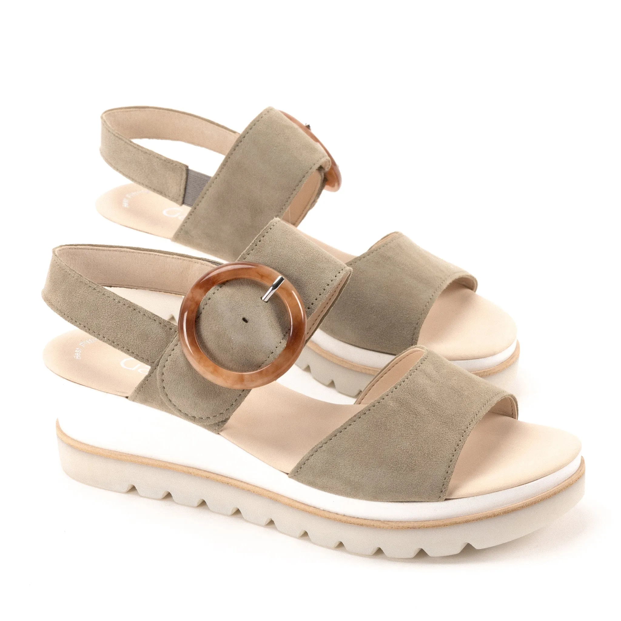 BUCKLE WEDGE - SAGE - LEATHER