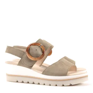BUCKLE WEDGE - SAGE - LEATHER