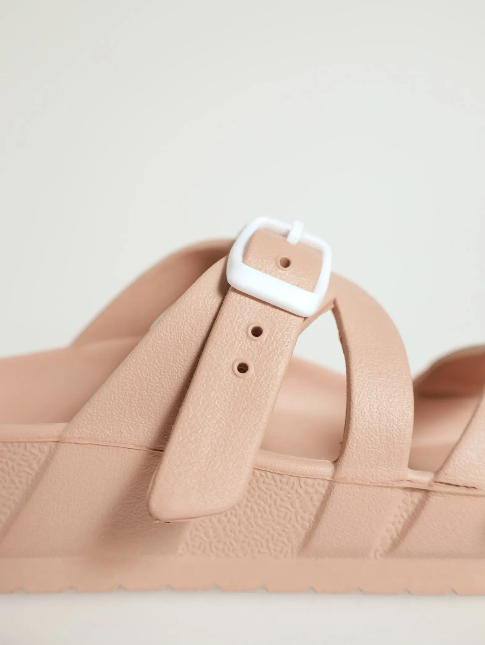 Buckled Strap Moulded Eva Slide - Blush