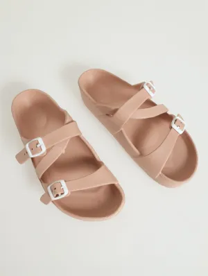 Buckled Strap Moulded Eva Slide - Blush