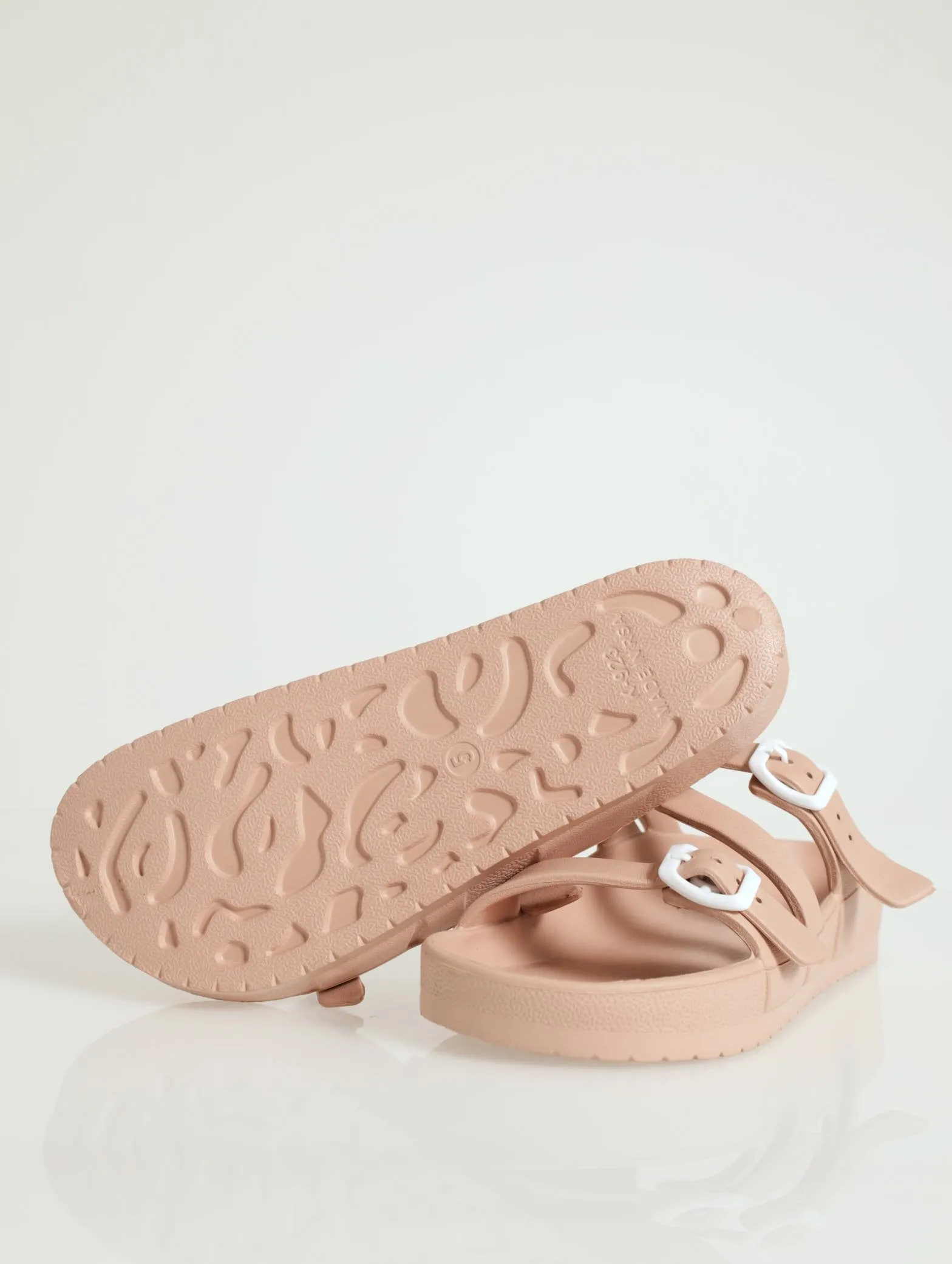 Buckled Strap Moulded Eva Slide - Blush