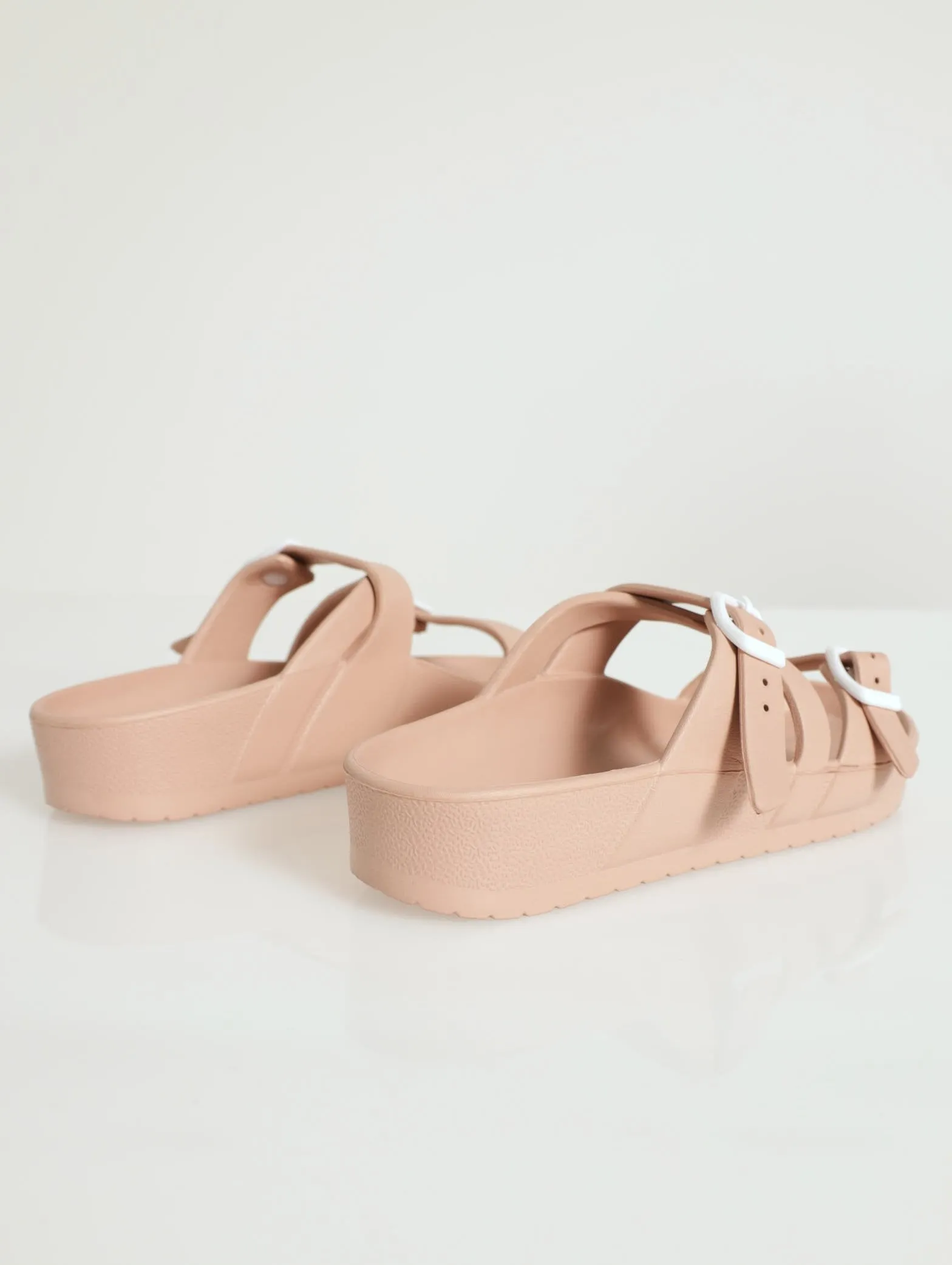 Buckled Strap Moulded Eva Slide - Blush