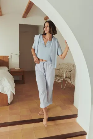 Capri pyjamas 100% cotton blue striped - Blue