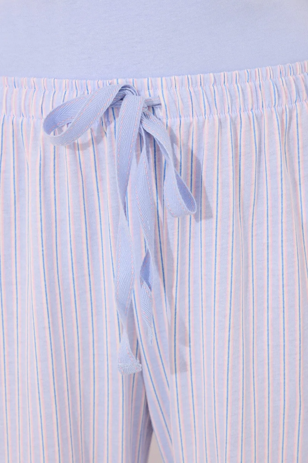 Capri pyjamas 100% cotton blue striped - Blue