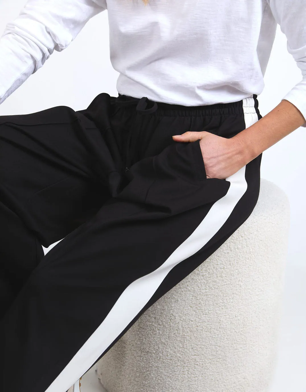 Carmen Wide Leg Pant - Black/Marshmallow