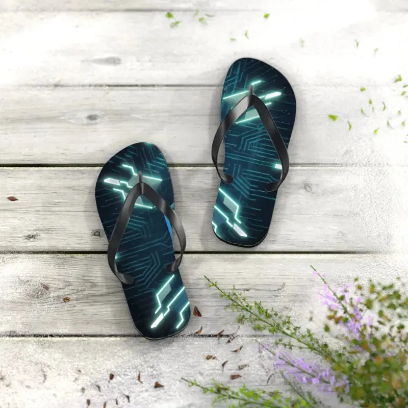 Circuit Pattern Flip Flops with Cushioned Footbed