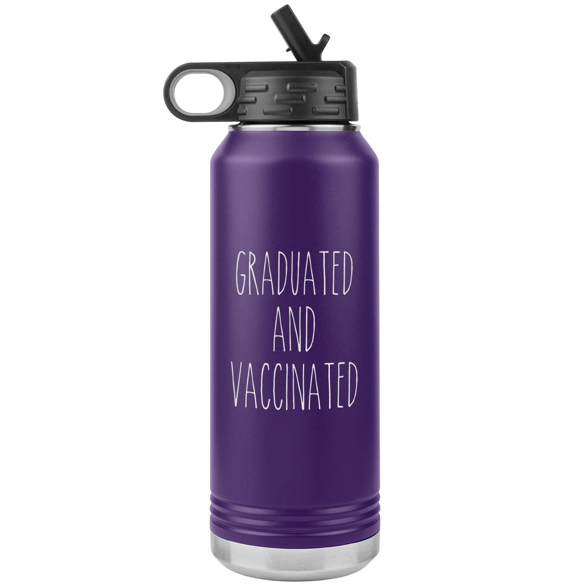 Class of 2021 Graduation Gift Graduated and Vaccinated Insulated Water Bottle Tumbler 32oz BPA Free