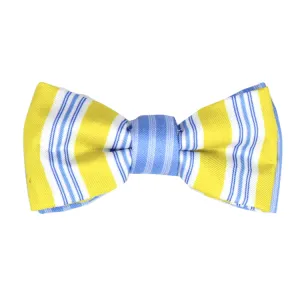 Classic Yellow and Blue Pinstripe Magnetic Bow Tie Junior