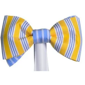Classic Yellow and Blue Pinstripe Magnetic Bow Tie Men