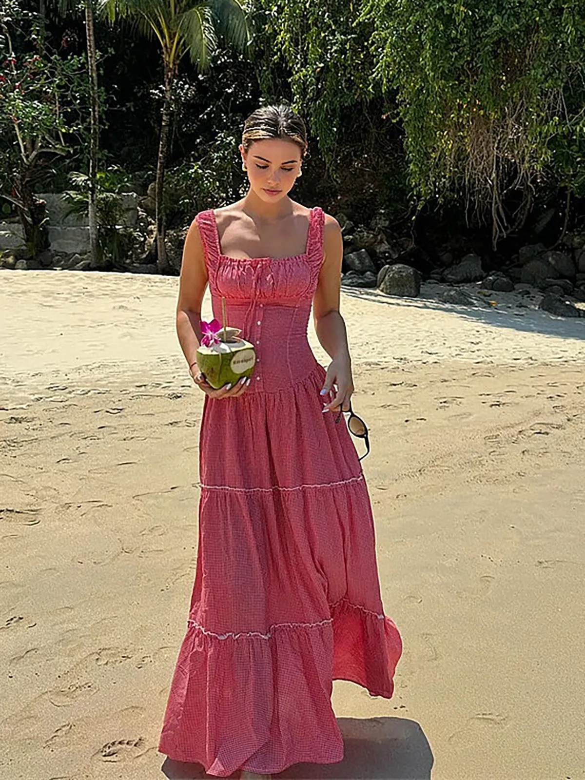 Corset Maxi Dress | Red | Romantic and Lightweight Summer Style