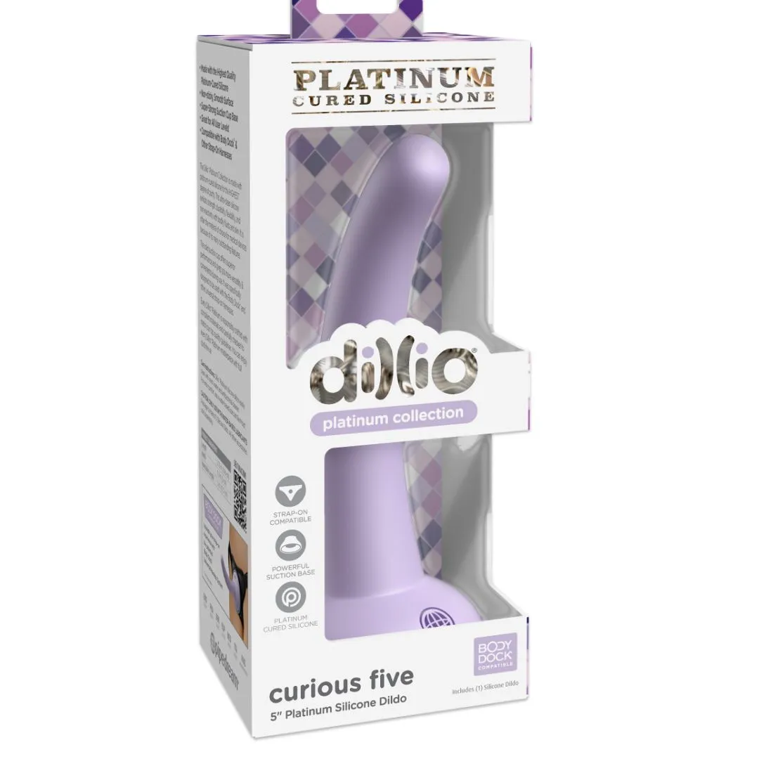 Curious 5 Inch First Time & Pegging Silicone Dildo - Purple